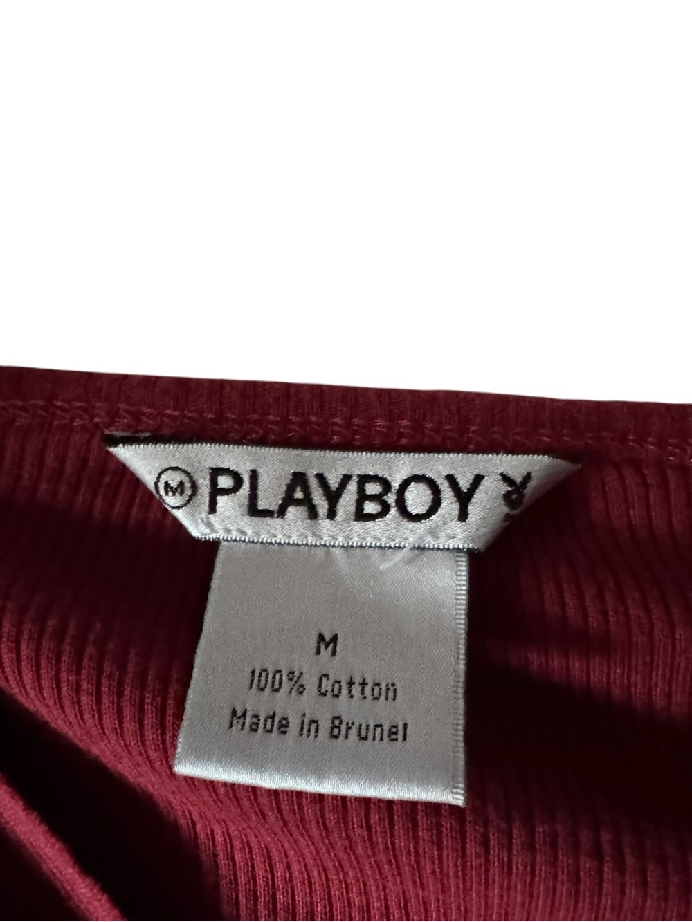 True Vintage Y2K PLAYBOY Ribbed Split V-Neck Bunny Logo Baby Tee Medium - Picture 5 of 8